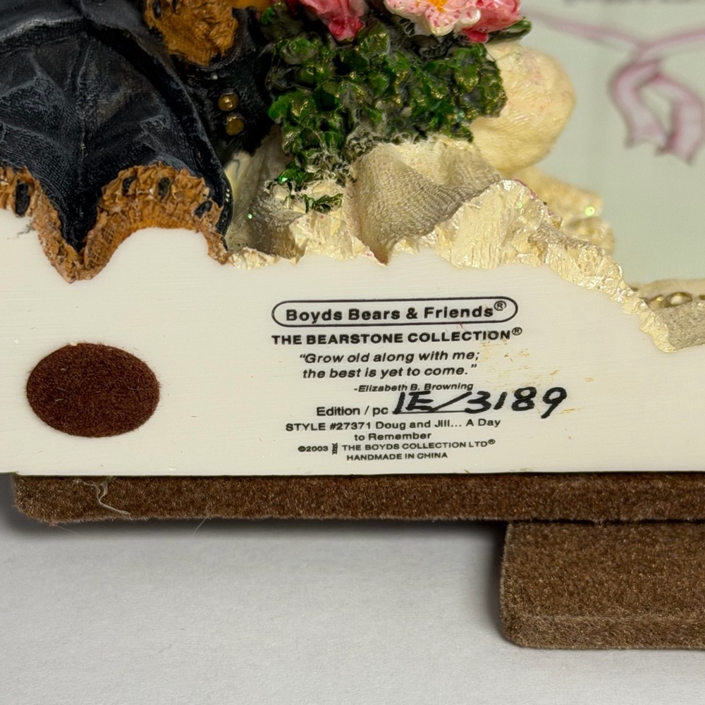 Boyds Bears Bearstone Collection Wedding Picture Frame Great Condition - Picture 7 of 7